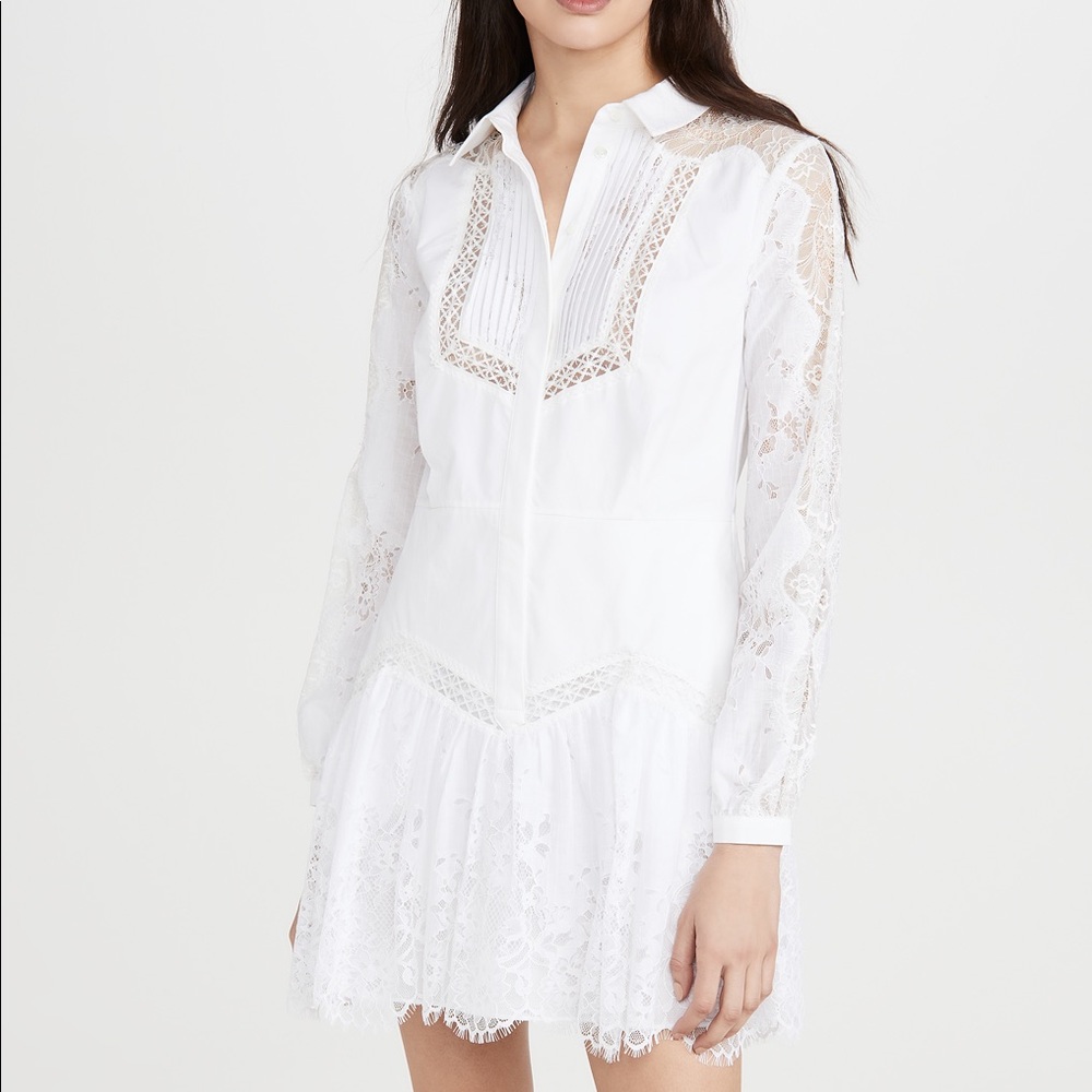 Self-portrait Lace and poplin shirt dress